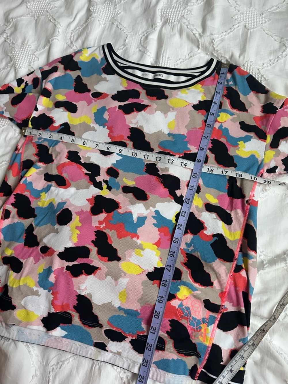 Marc Cain Ribbed Print T-Shirt Multi Macaroon - Picture 8 of 8